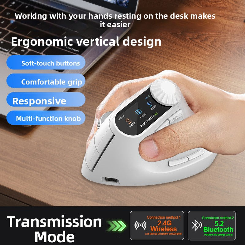 Ratón Ergonómico Inalámbrico Bluetooth — Diseño Vertical Antifatiga